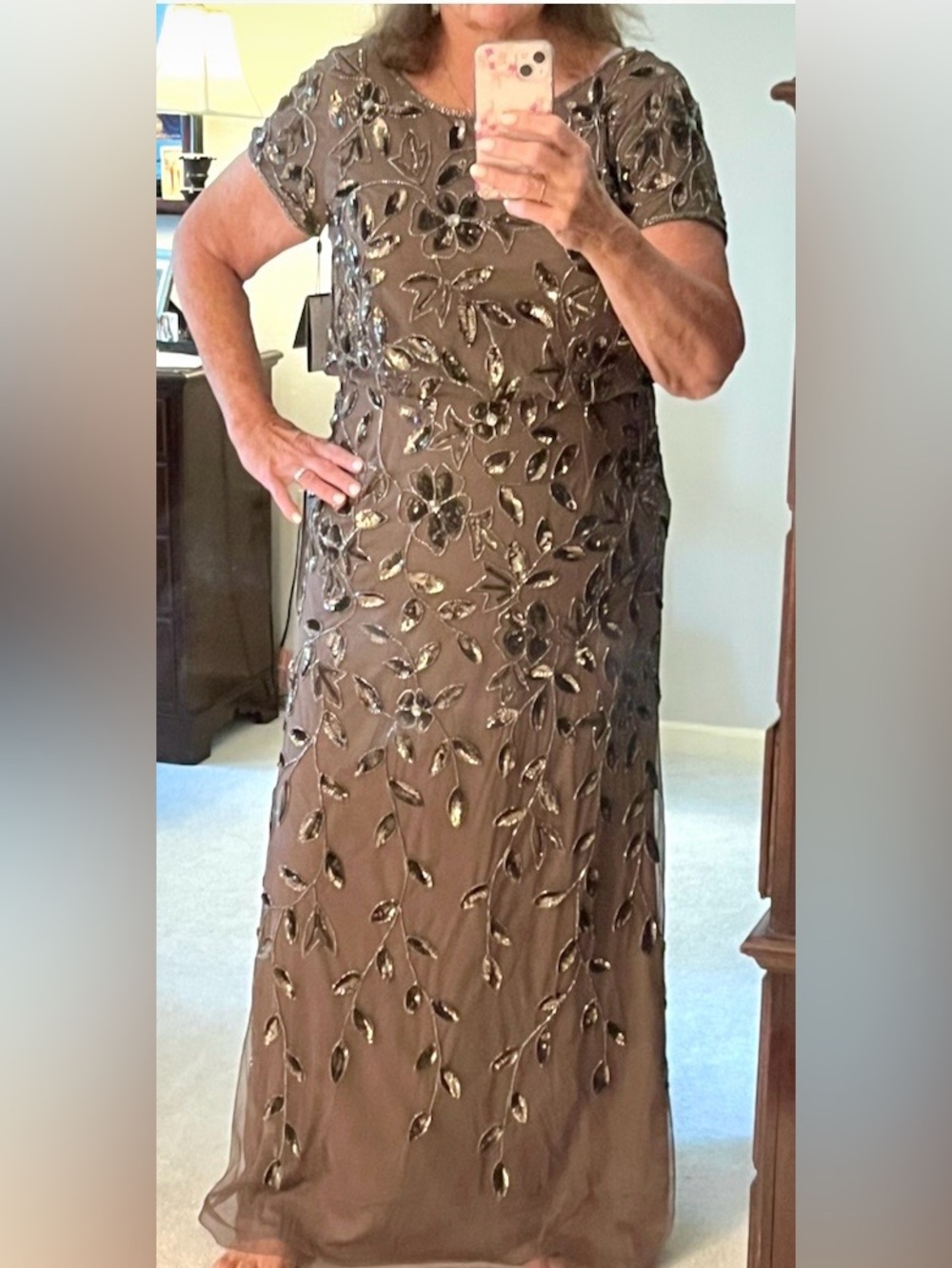 Adrianna Papell Cocoa  Gown